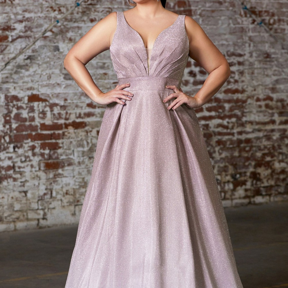 Plus Size A-Line Deep v-Neckline Dress CD9174C - Picture 1 of 2